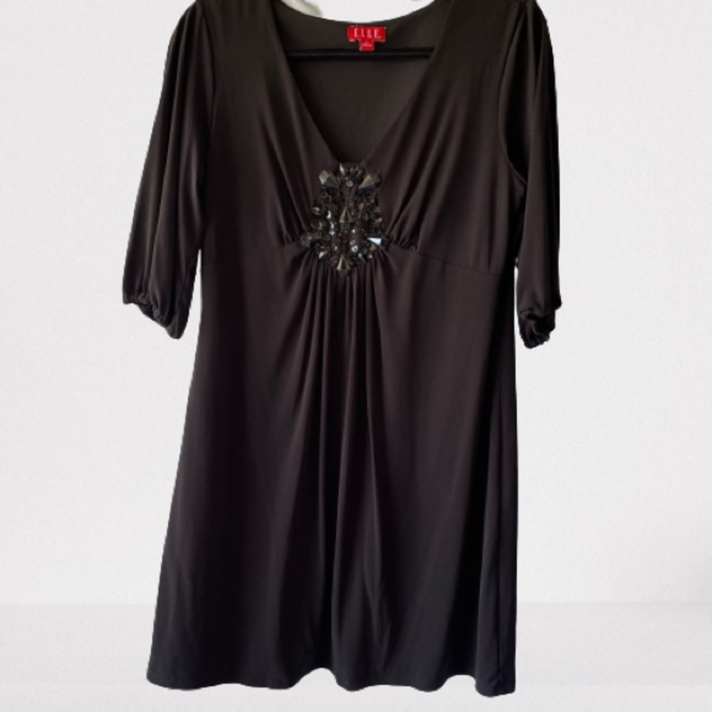 Elle black rhinestones embellished dress‎ sz large